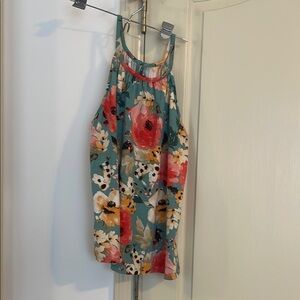 Floral tank top in Teal